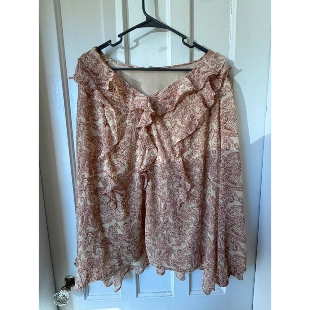 LC Lauren Conrad Paisley Ruffle Blouse 3X – Boho Romantic Style
